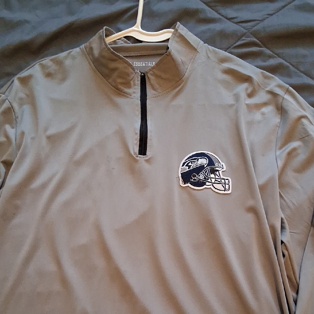 Essentials Light Gray Quarter-Zip Pullover With S… - image 1